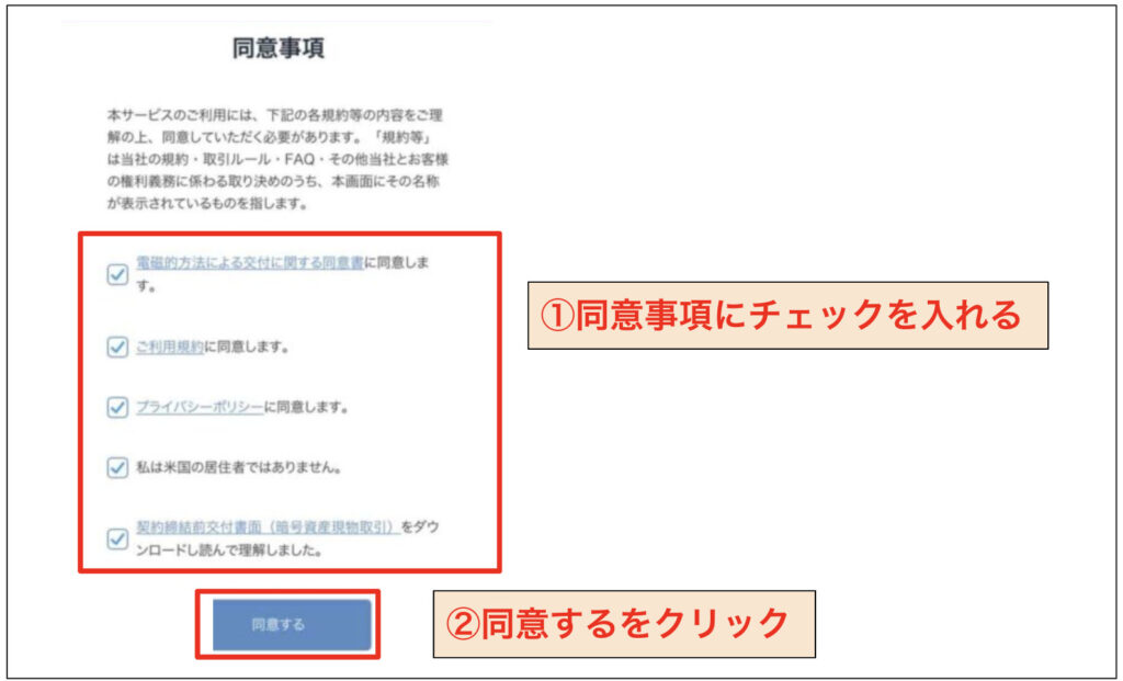 同意事項のチェック
